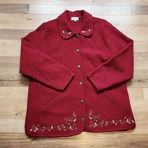 Womens cardigan sweater jacket 100% Pure Wool large Vintage D'allaird Cottage